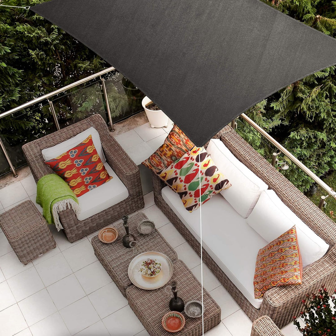 Hometex Premium Textiles Sonnensegel 2×3m Rechteckig inkl. Befestigungseile | Dunkelgrau | Sonnensch
