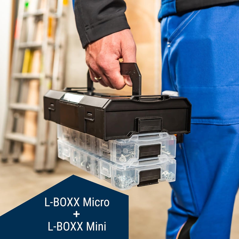 L-BOXX Micro – Transparente, stapelbare Kleinteilebox - Sortierbox mit flexiblen Trennwänden 259 x 1
