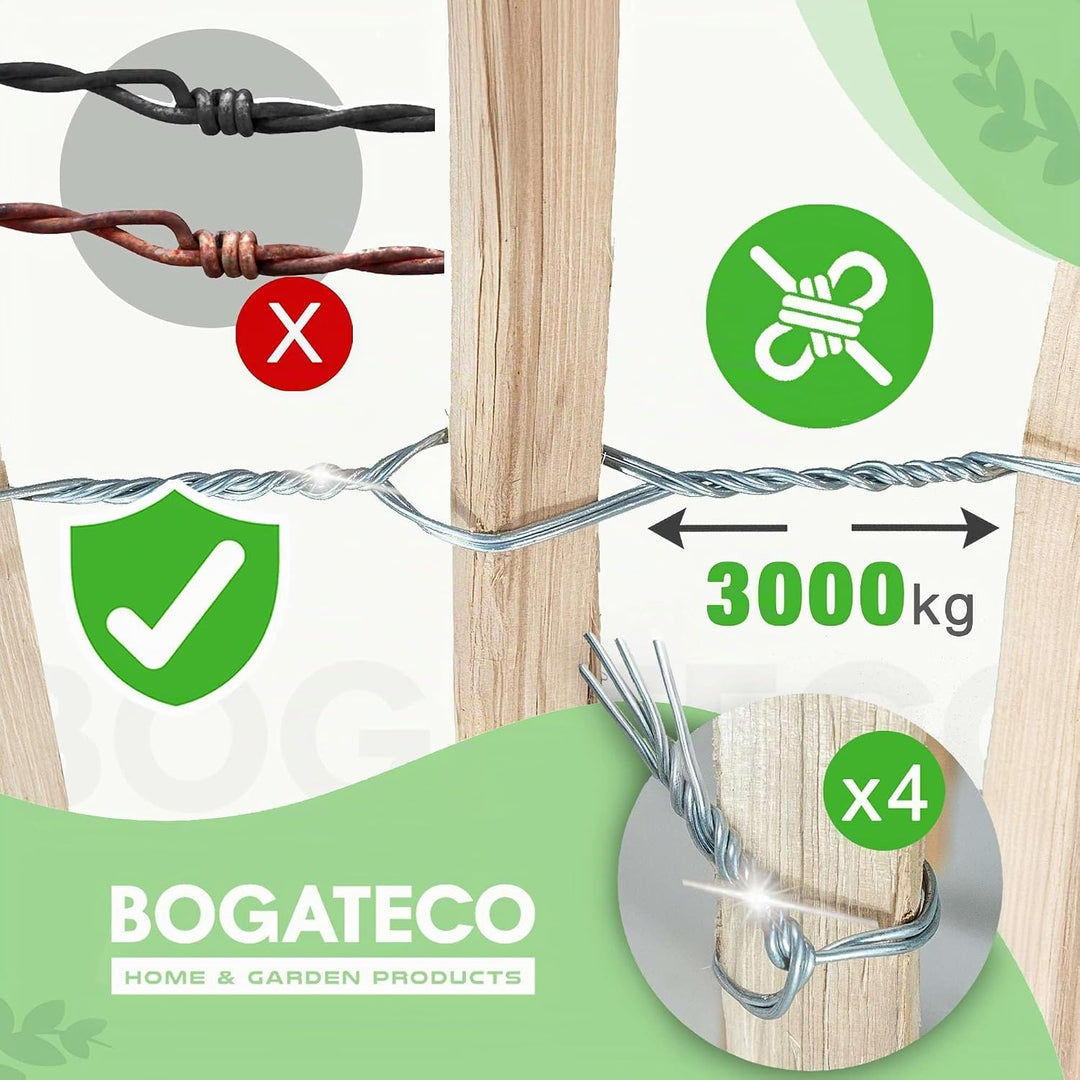 BOGATECO Staketenzaun Haselnuss Kastanie | Holz-Zaun 50 cm Hoch &amp; 500 cm Lang | Lattennabstand 4-5 c