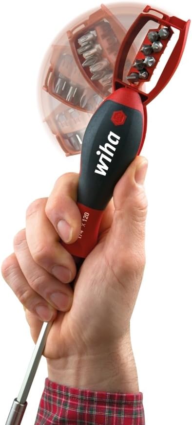 Wiha Schraubendreher mit Bit Magazin magnetisch gemischt mit 8 Bits, 1/4" I Bithalter I Bitsatz I pl
