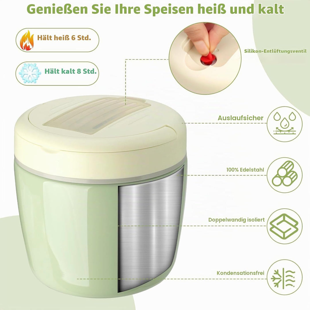 AiQInu Thermobehälter für Essen 1200ml, Warmhaltebehälter mit Vakuumisolation, Thermo Lunchbox, Ther