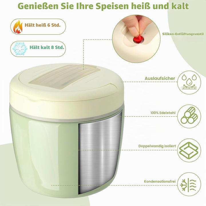 AiQInu Thermobehälter für Essen 1200ml, Warmhaltebehälter mit Vakuumisolation, Thermo Lunchbox, Ther