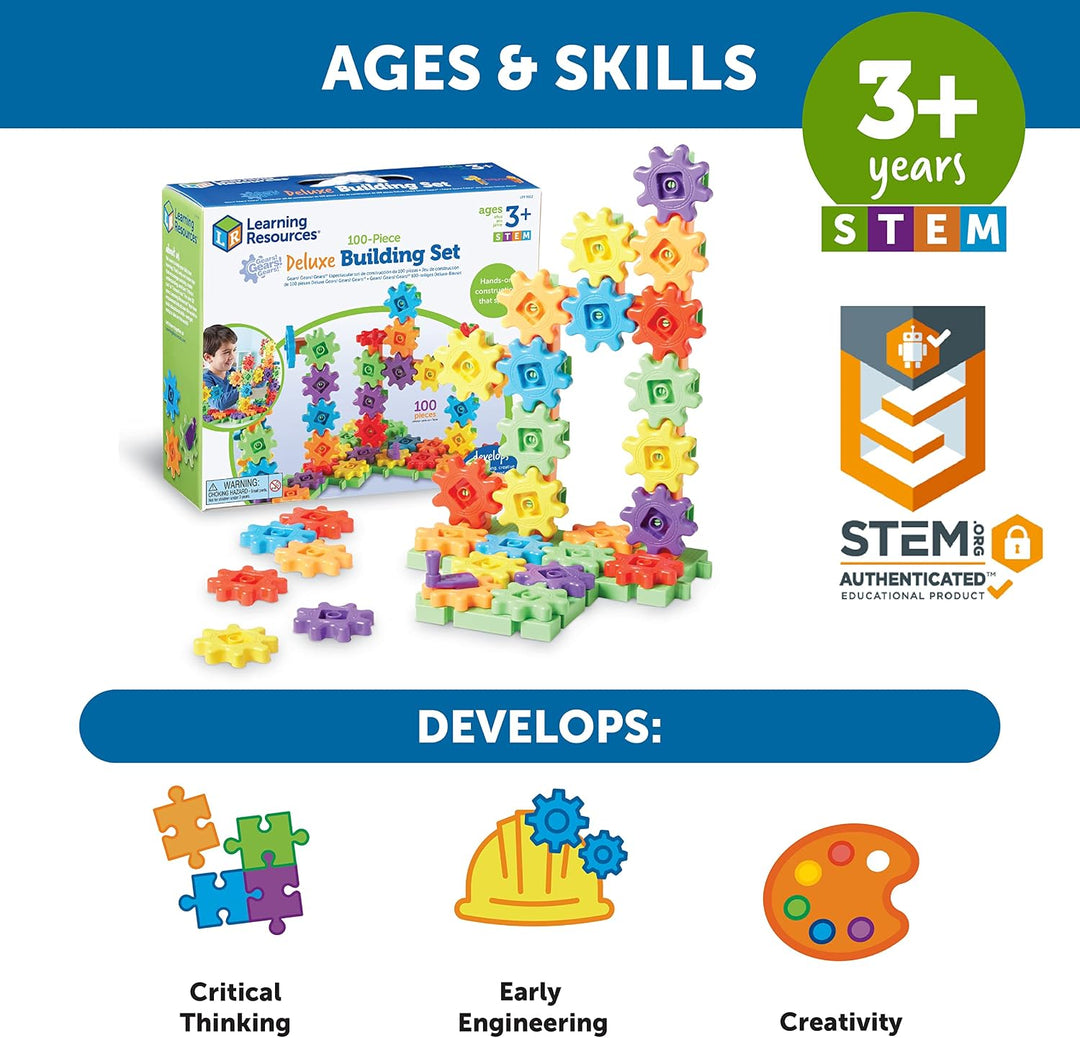 Learning Resources LER9162 Gears! Gears! Gears! Bauset für Anfänger,