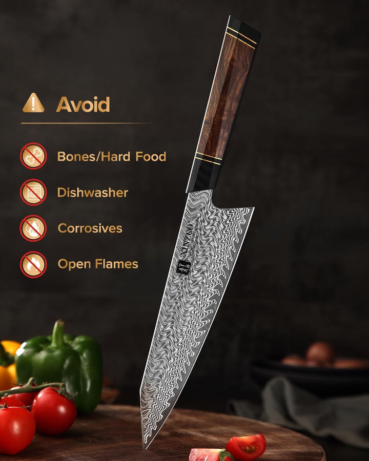 XINZUO Damaststahl 21.5cm Kochmesser, handgeschmiedetes Kiritsuke Chefmesser Profi Küchenmesser-Wüst