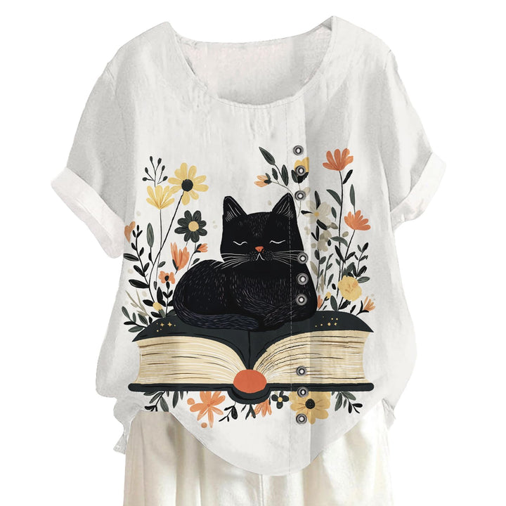 Generisch Latzhose Damen Kurz Baumwolle und Leinen, Knopfleiste, Boho-Blumenmuster, Kurzarm Damen We