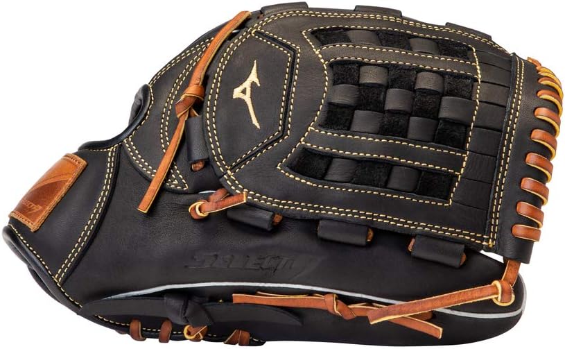Mizuno Select 9 Baseballhandschuh Serie Rechte Hand Wurf 30,5 cm Schwarz/Braun Arched Tartan Web, Re