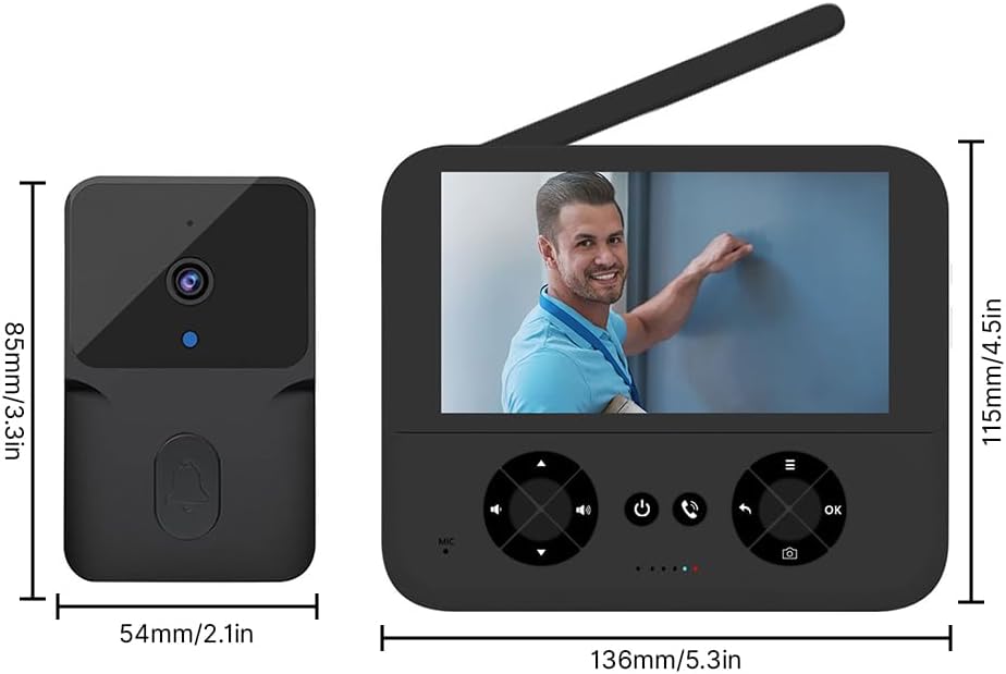 Irishom Kabellose Video-Türsprechanlage mit Kamera ohne Abonnement mit 4,3 Zoll IPS-Bildschirm, hoch