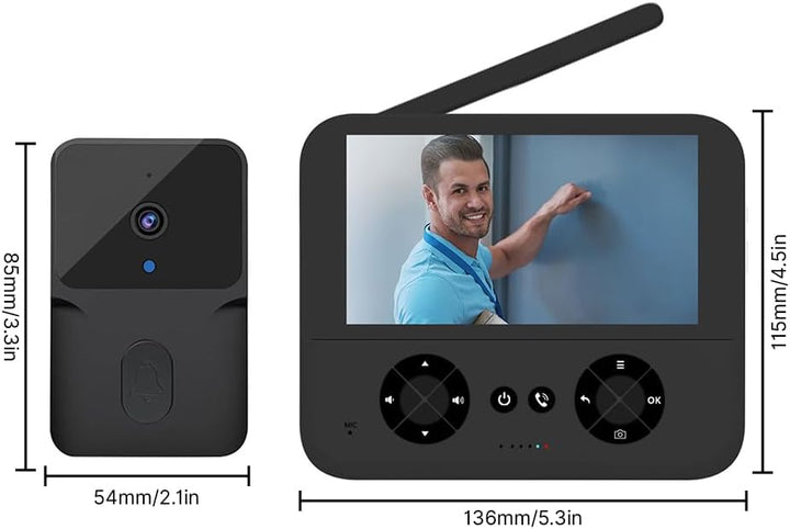 Irishom Kabellose Video-Türsprechanlage mit Kamera ohne Abonnement mit 4,3 Zoll IPS-Bildschirm, hoch