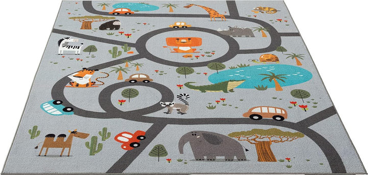 the carpet Happy Life Kinderzimmer, Kinderteppich, Spielteppich, Waschbar, Strassenteppich, Strasse,