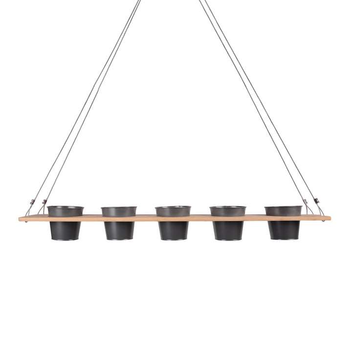 UNUS Kräuterbar Pflanzenregal Grau Bambus 100 x 16 cm Kräuterregal zum Aufhängen mit Drahtseil, Kräu