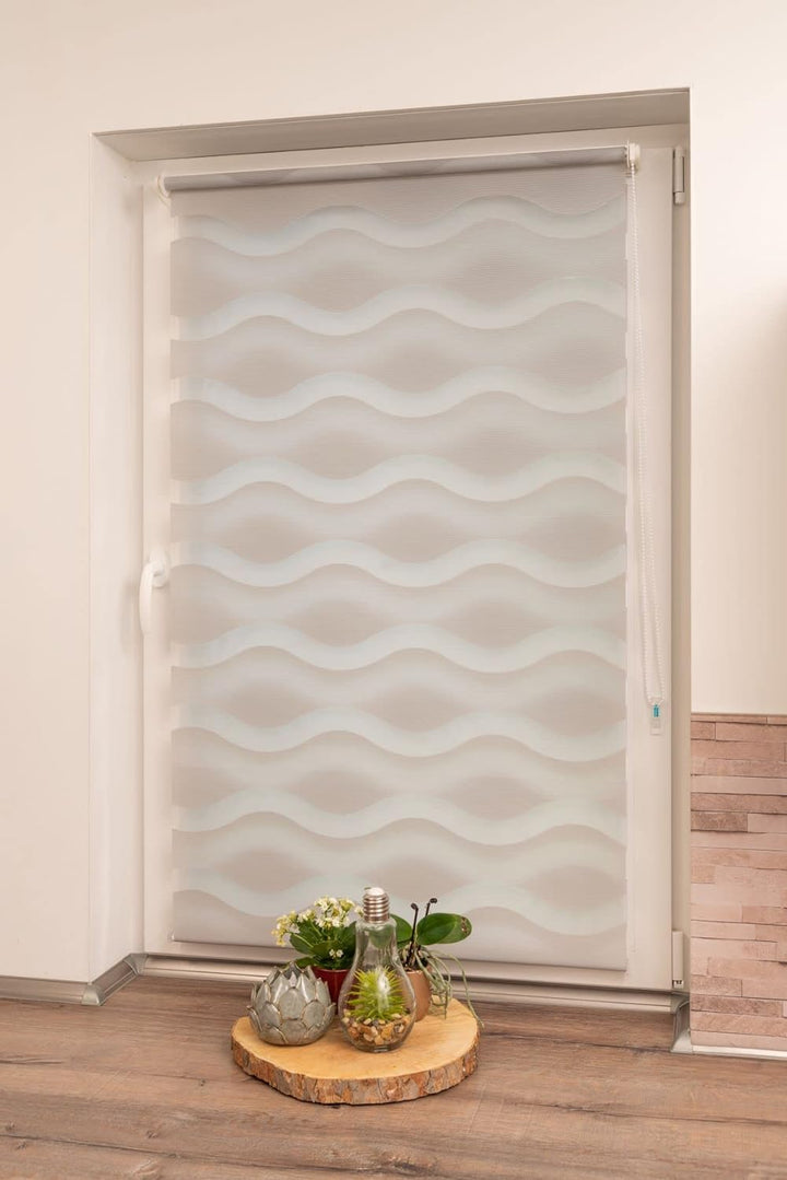 K-home Klemmfix Doppelrollo "Welle" ohne Bohren - Grau 105 cm x 150 cm (B x L) 105 x 150 cm Grau, 10