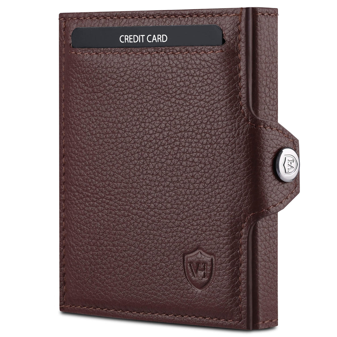 VON HEESEN Slim Wallet mit XL Münzfach Braun Dunkelbraun XL MÜNZFACH (Kartenslot), Dunkelbraun XL MÜ