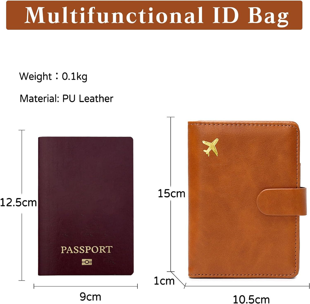 PORRASSO Reisepasshülle Reisezubehör mit RFID-Blocker Schutzhülle Tasche für Kreditkarten PU Reisebr