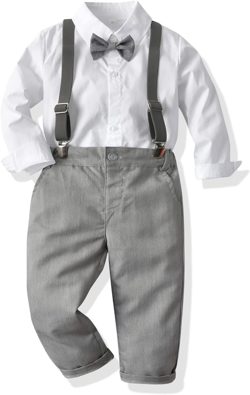 Baby Jungen Anzug Bekleidungssets Kleid Strampler hosenträger Fliege Krawatte 4tlg Anzug Gentleman F