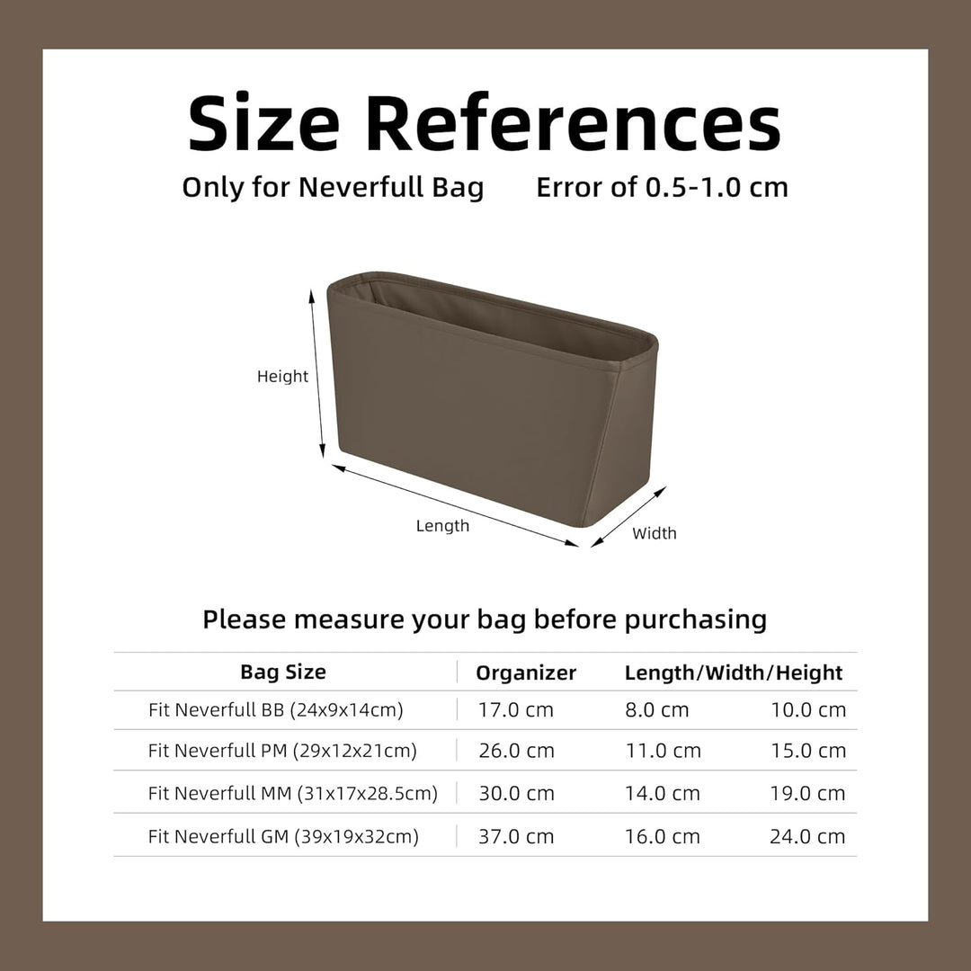 DGAZ Taschen Organizer Einsatz, Seide Innentasche für Neverfull PM/MM/GM, Leicht Taschenorganizer Sh