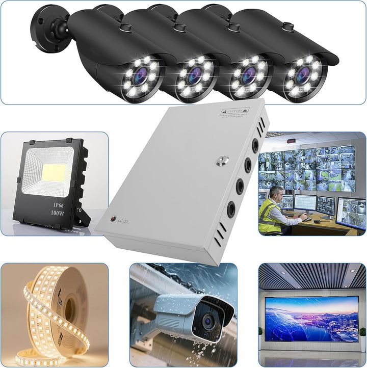 9 Kanal Netzteil Kasten 12V 10A 120W Netzteil für CCTV Kamera Videoüberwachung Leistungsnetzteil 12V