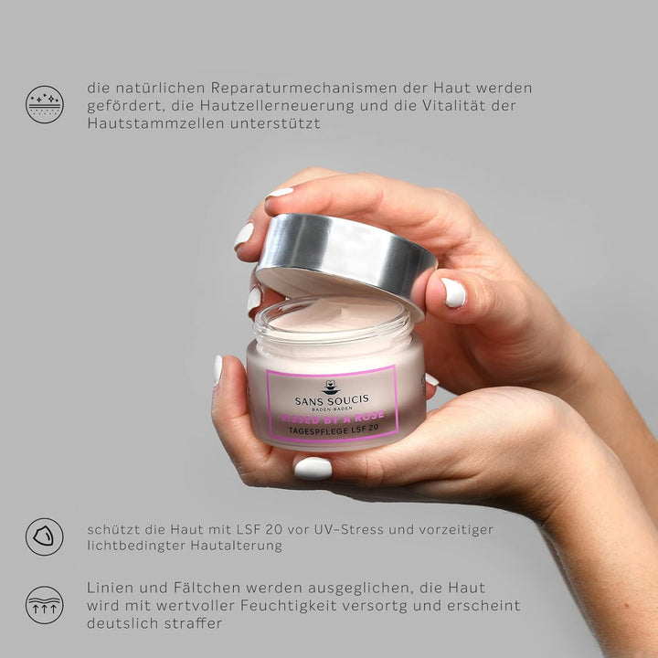 Sans Soucis Anti Aging Tagescreme LSF 20 – Tagespflege mit UV-Schutz Hautpflege für Gesicht mit Rose