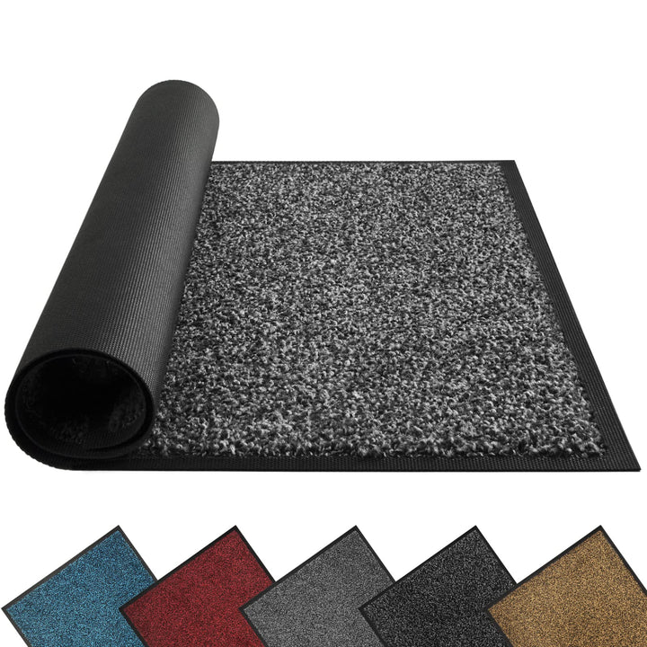 Mibao Fussmatte für Innen & Aussen, 60 x 120cm Schwarz Grau, Dauerhaft Waschbar, Schmutzfangmatte ru