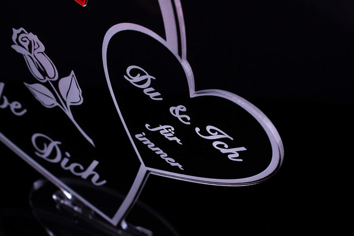 Acryl Schild in Doppelherz Form Liebe Mama, Perfekt zu Muttertag oder Weihnachten, mit Lasergravur,