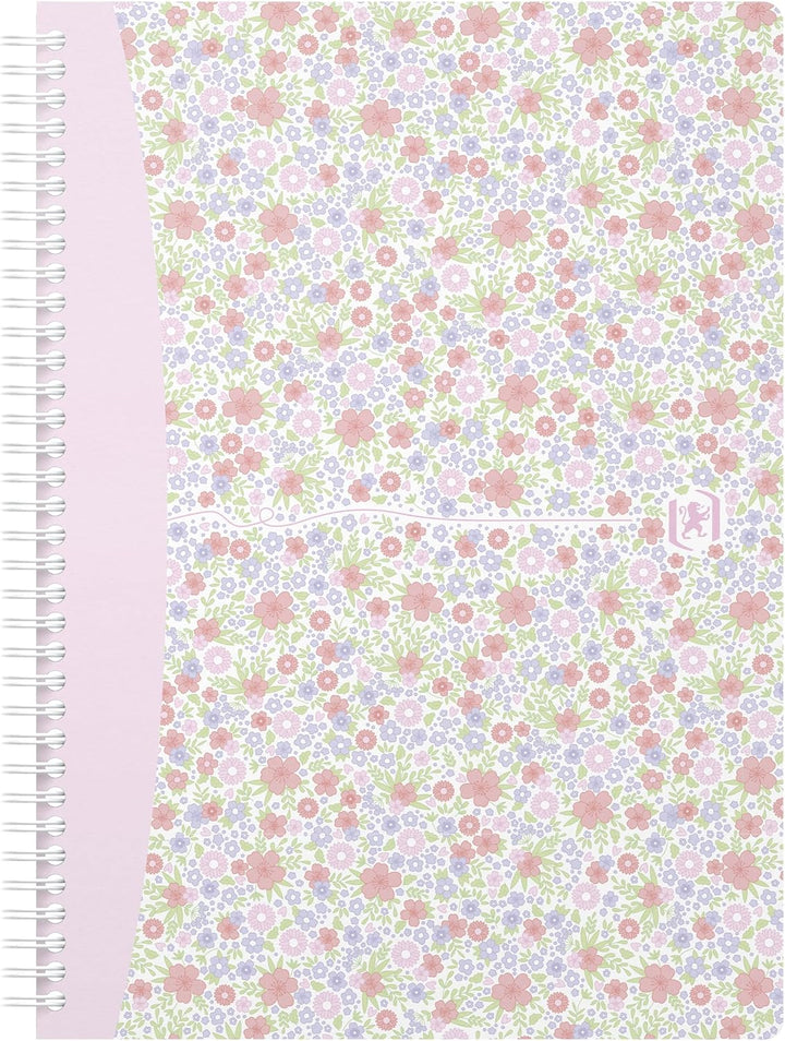 Oxford Spiralbuch B5, kariert, 60 Blatt, Floral, 4 Blumen-Motive, 5 Stück, kariert