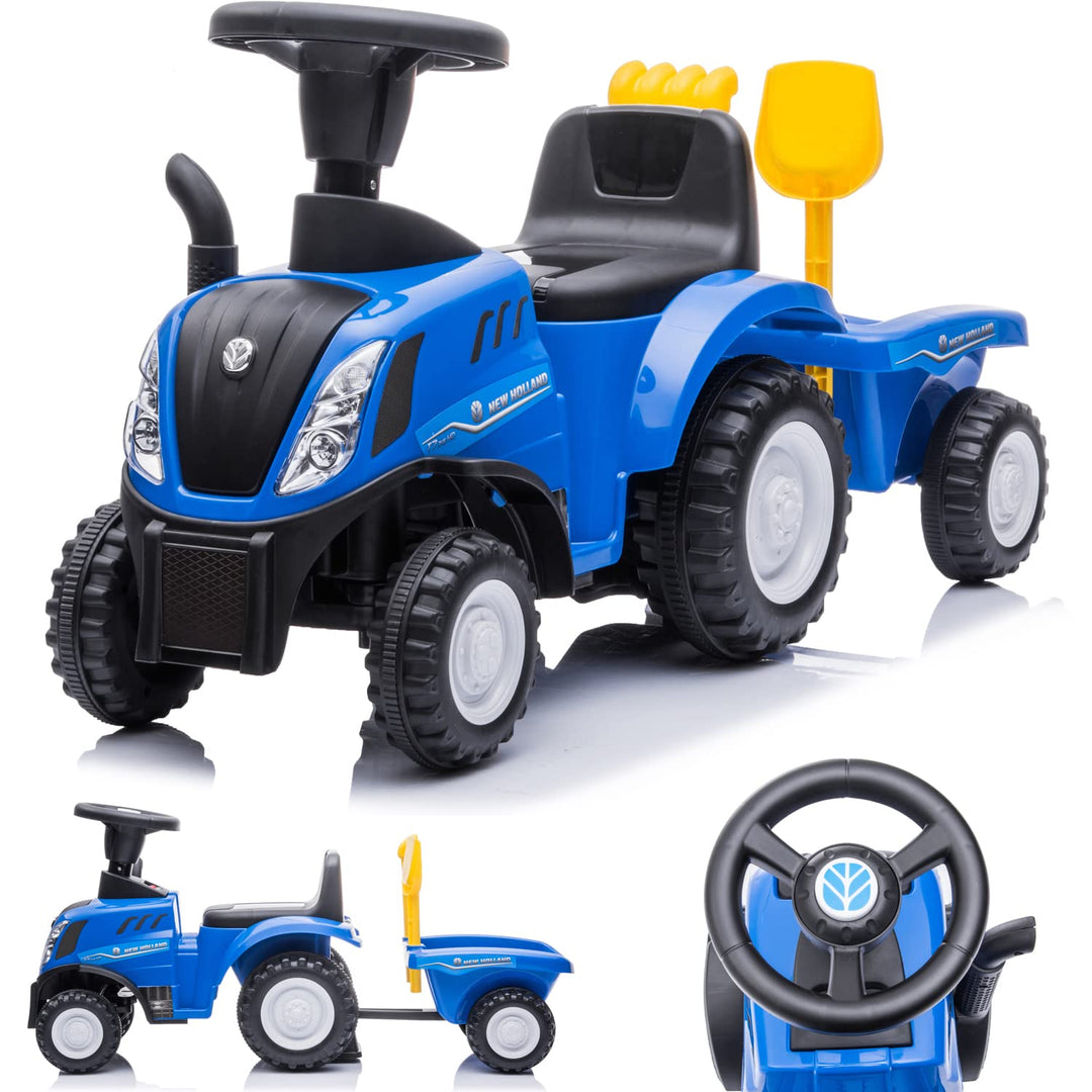Kinder Rutschauto Rutschfahrzeug New Holland Traktor mit Anhänger Rutscherfahrzeug Kinderauto Kinder