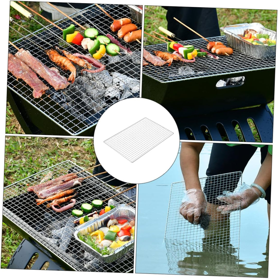 2 Stück Grillrost Edelstahl Quadratisches Grillgitter 40x26cm 48x30cm Outdoor Grillmatte für Gemüse