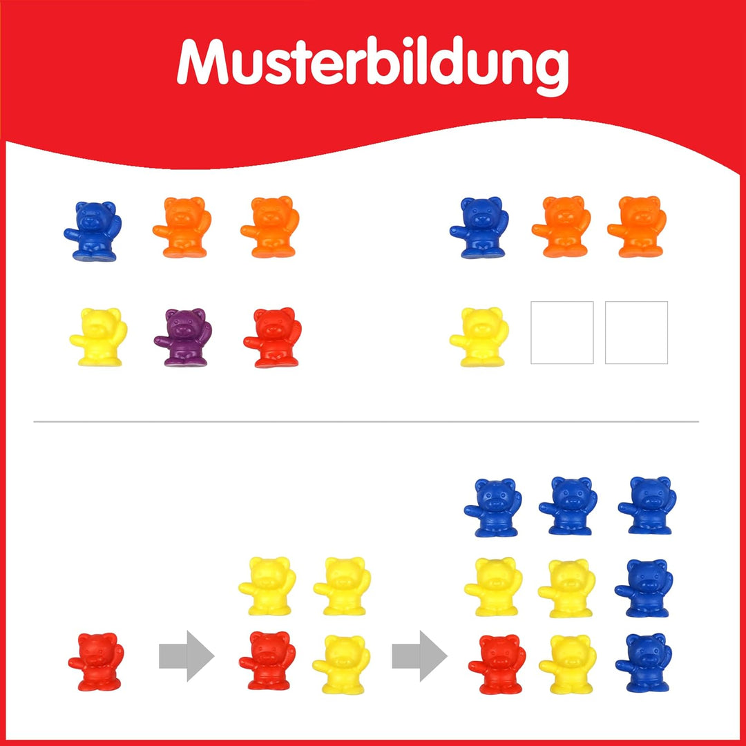 edxeducation Counting Bears mit passenden Schalen, Mathe Lernmittel | 68er Set, 60 Bärenzähler, 6 Sc