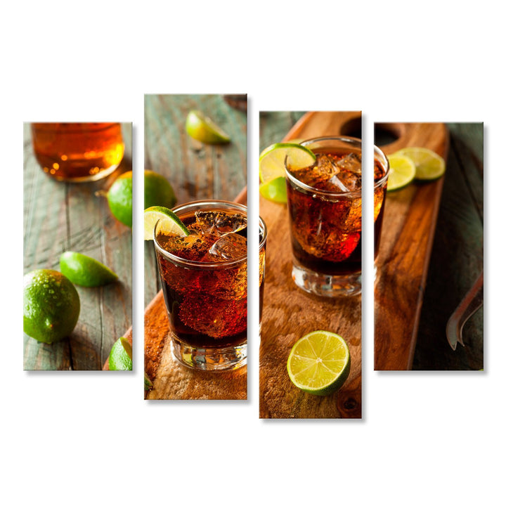 islandburner Bild Bilder auf Leinwand Rum und Cola Cuba Libre mit Limette und EIS Wandbild, Poster,