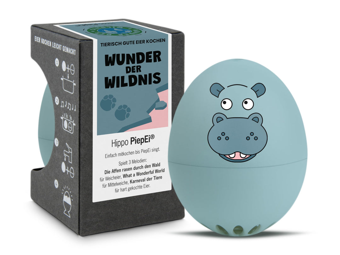 Hippo PiepEi - Singende Eieruhr zum Mitkochen - Eierkocher für 3 Härtegrade - Süsses Nilpferd Gesche