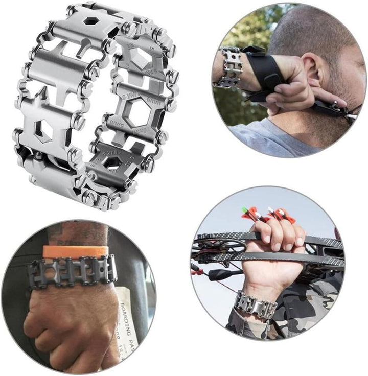 Multifunktionswerkzeug Armband, Edelstahl Multitool mit 29 Werkzeugen Outdoor Camping Wandern Notfal