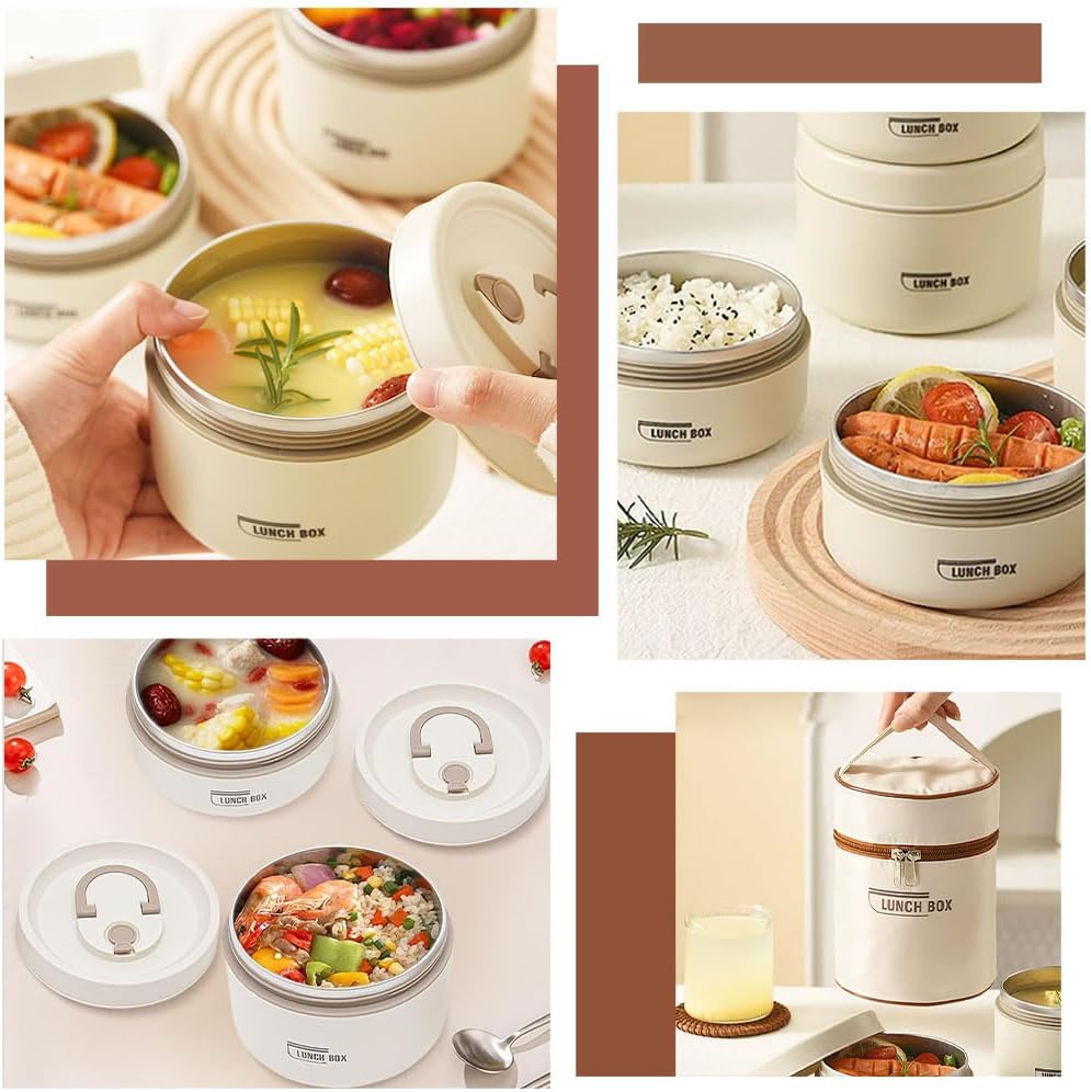 Sightday 4 Stück Thermo Lunchbox Edelstahl Mit Tasche,Thermobehälter Für Essen,Auslaufsicher Essen W