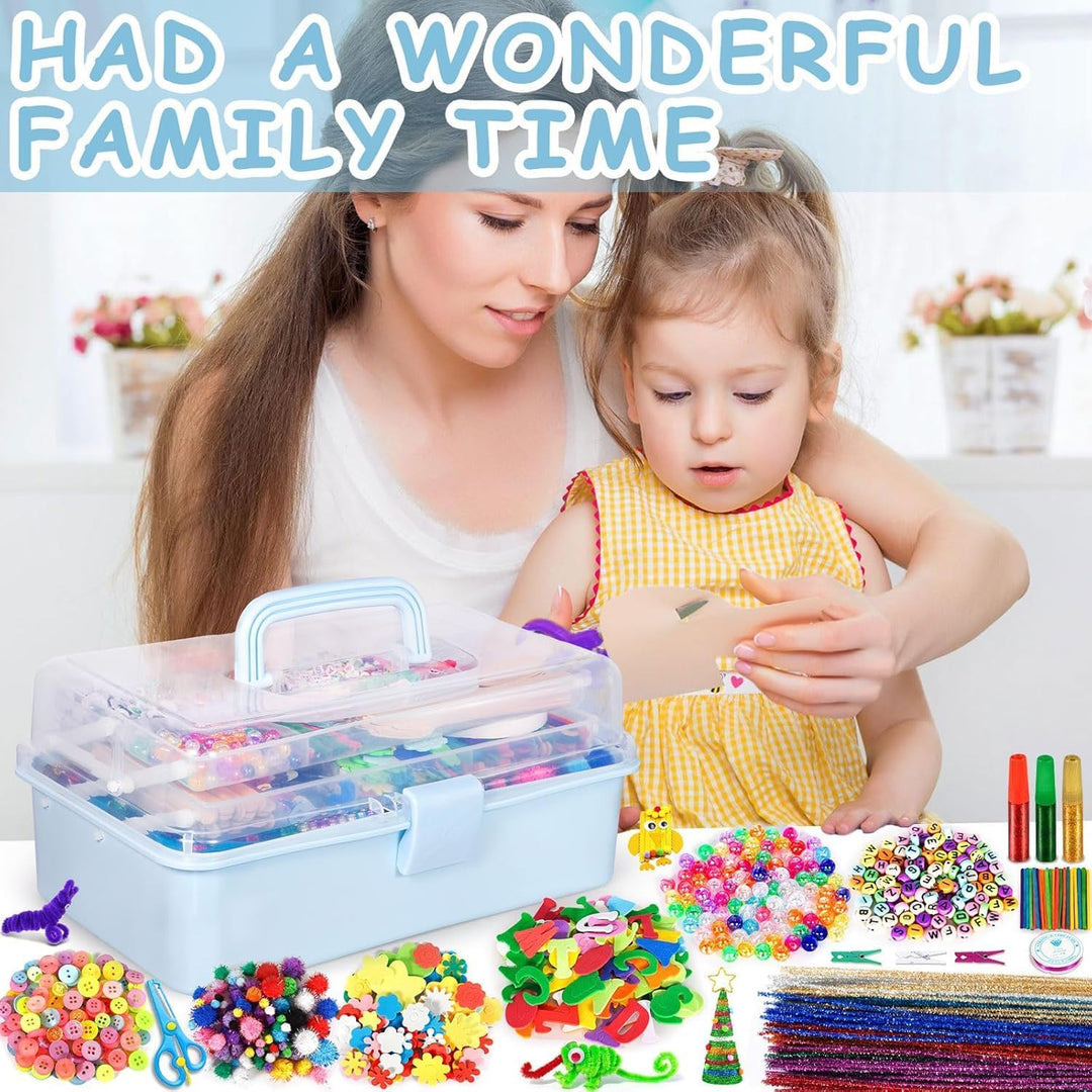 Purpledi 3300+ Stück Bastelsets für Kinder Bastelmaterial in Bastelkoffer, DIY Bastelzubehör Bastelb