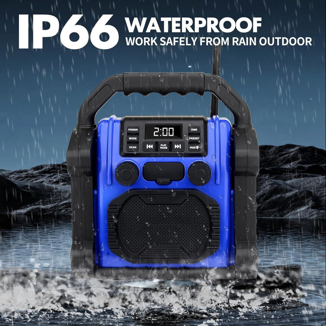 Bingxue FM-Radio-Empfänger, USB-Bluetooth-Lautsprecher mit Uhr-Alarm/LED-Lichtern, tragbar, Antikoll