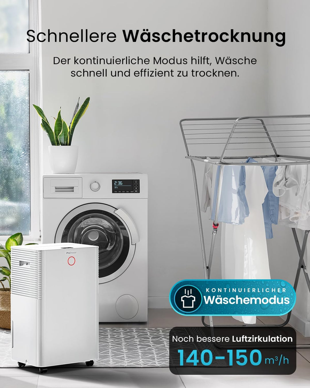 Pro Breeze OmniDry Luftentfeuchter mit App & WLAN, 20L in 24h Entfeuchtungsleistung - Luftentfeuchte