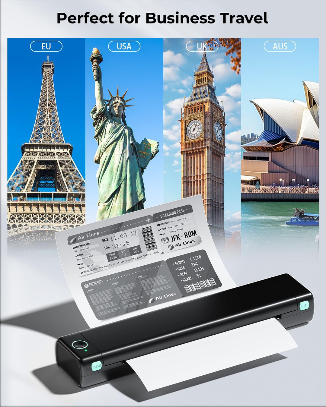 Phomemo M08F Mobiler Drucker A4 für Unterwegs Thermodrucker - Tragbarer Bluetooth Drucker für Den He