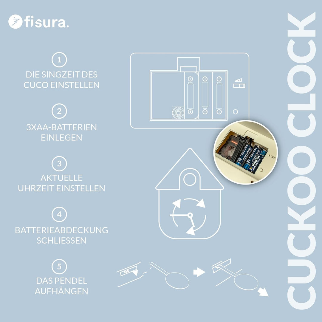 Fisura - Kuckucksuhr. Wanduhr. Original Geschenk Wanduhr. 3 AA-Batterien nicht enthalten. Masse: 21,