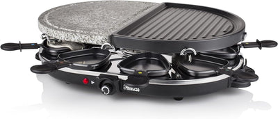 Princess Raclette Grill - Oval, mit Stein- und antihaftbeschichteter Grillplatte, für 8 Personen, 12