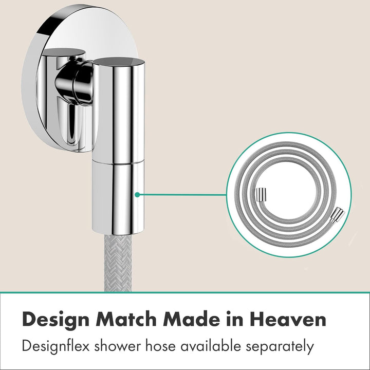 hansgrohe FixFit Fine S - Schlauchanschluss Dusche, universaler Wandanschluss mit Rückflussverhinder