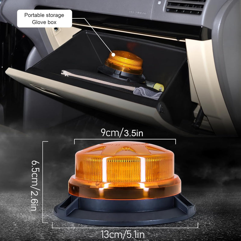 antom Rundumleuchte,12V-24V Gelb Rundumleuchte LED mit magnetischem und 3 Meters-Kabel für Gabelstap