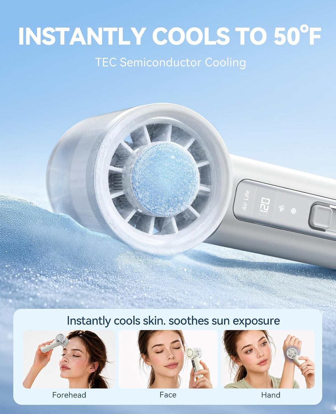ORICO MiFan Handventilator mit Kühlfunktion, Weiss | 3000mAh Akku, 120 Stufen Turbo, LED-Anzeige, Tr