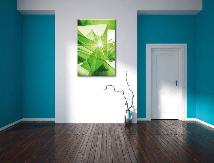 Abstrakt grünes Eis, Format: 100x70 auf Leinwand, XXL riesige Bilder fertig gerahmt mit Keilrahmen,