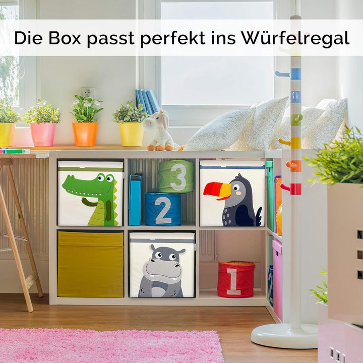 GLÜCKSWOLKE Kinder Aufbewahrungsbox - 15 Motive I Spielzeugkiste mit Deckel für Kinderzimmer I Spiel