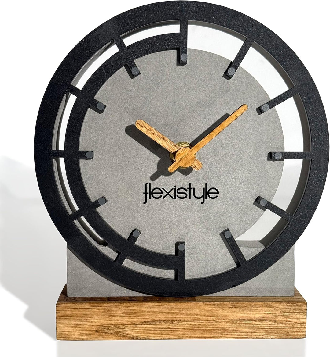 FLEXISTYLE Modern standuhr tischuhr klein aus Holz Eiche Wohnzimmer Badezimmer Uhr Holz tischuhren h