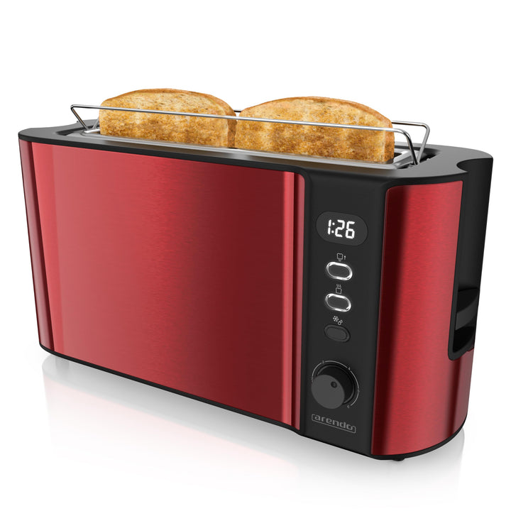 Arendo - Toaster Langschlitz 2 Scheiben - Defrost Funktion - 1000W - Doppelwandgehäuse - Integrierte