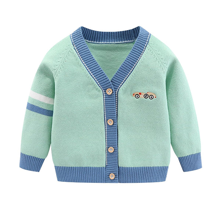 Fnaobai Kleinkind Baby Jungen Strickjacke kleine Jungen V-Ausschnitt Baumwolle Pullover Kinder Lange