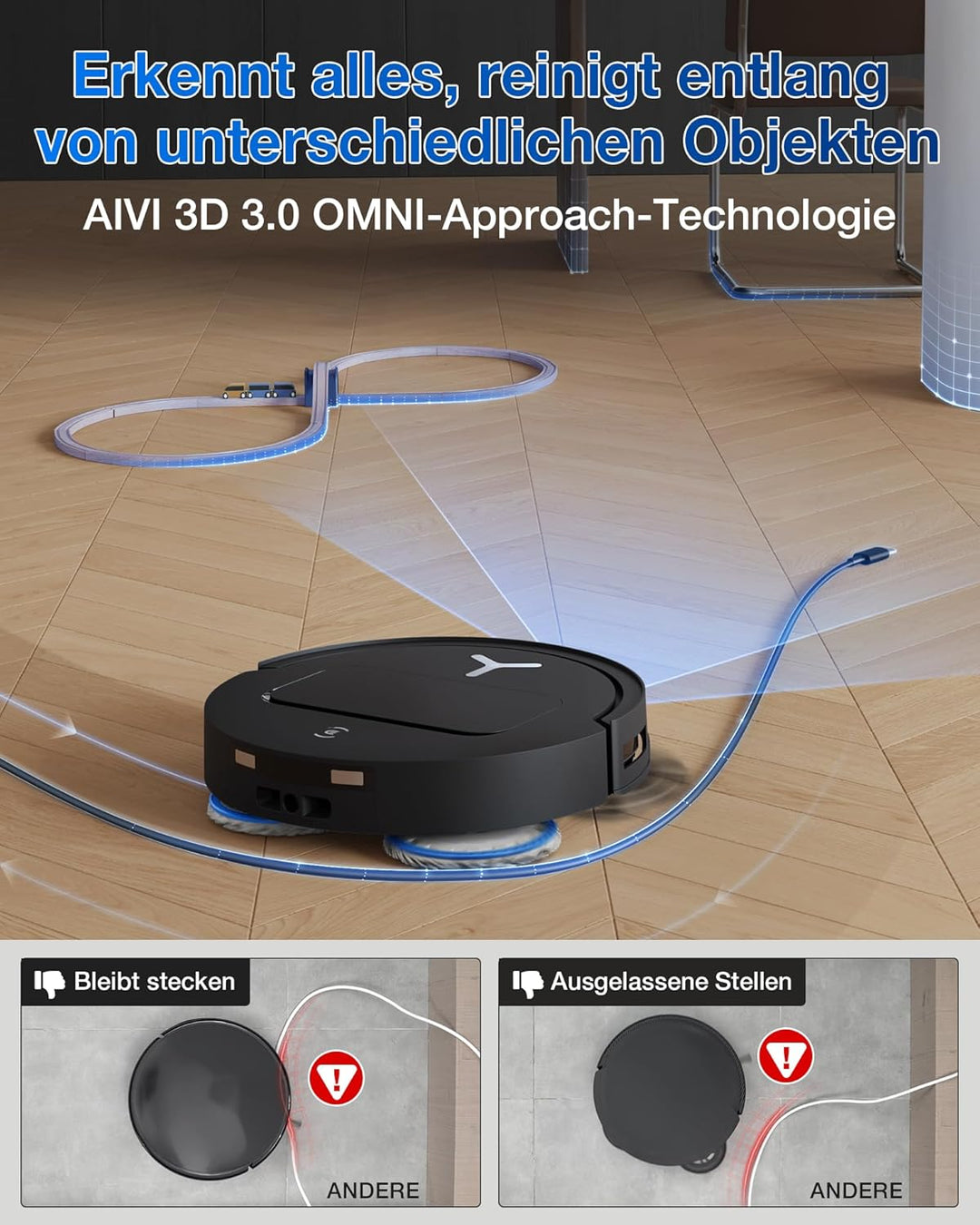 ECOVACS DEEBOT T50 PRO Omni Saugroboter mit Wischfunktion, Ausfahrende Seitenbürste und Wischmopp, 1