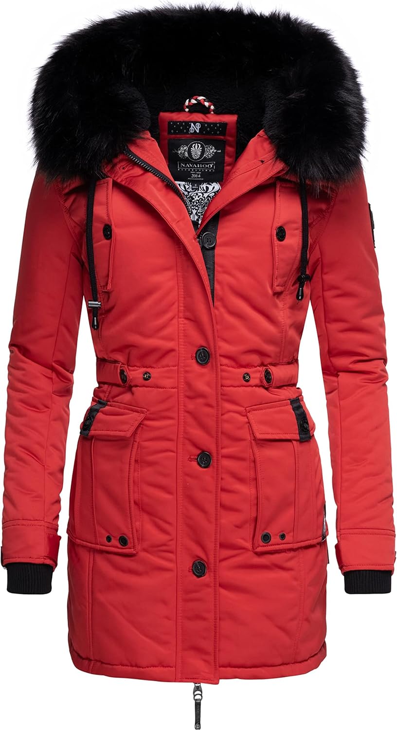 Navahoo Damen warmer Winterparka mit Kapuze Luluna Prc XS-XXL XS Rot, XS Rot