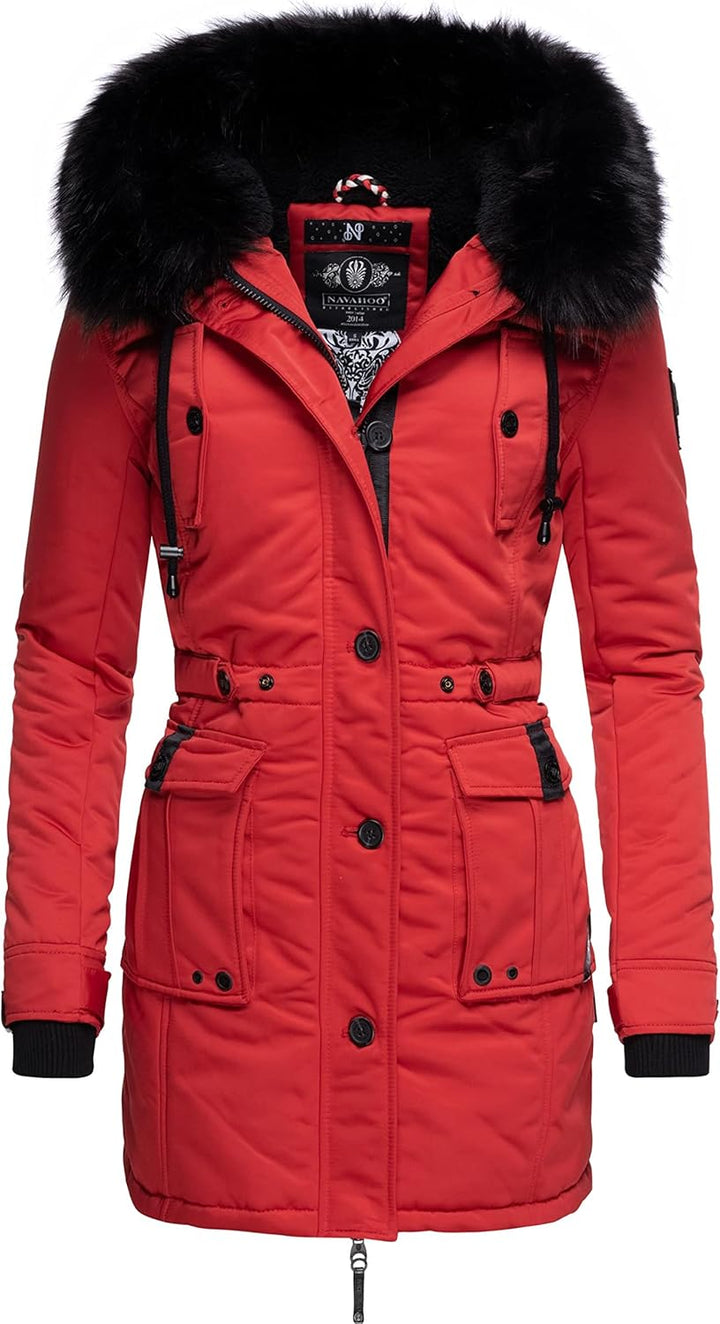 Navahoo Damen warmer Winterparka mit Kapuze Luluna Prc XS-XXL XS Rot, XS Rot