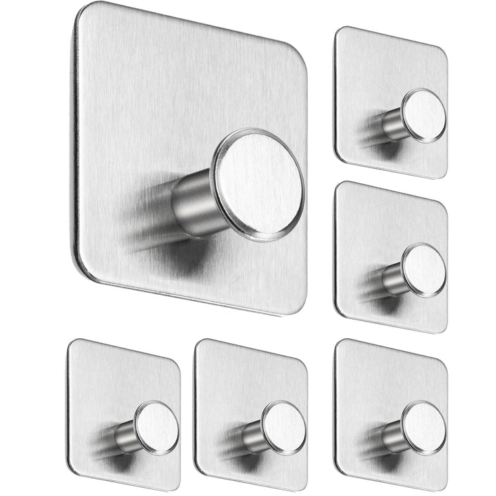 Menz Klebehaken ohne Bohren MZ - 6 STÜCK Edelstahl Silber 6 Stück, Silber 6 Stück