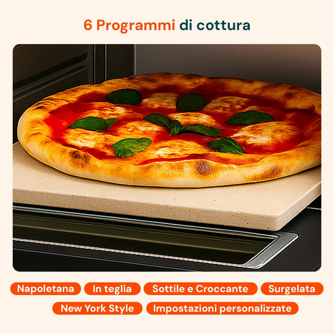 Avilia - Elektrischer Pizzaofen 400 °C mit Digitalanzeige und 6 Kochprogrammen, inklusive Pizzaschau